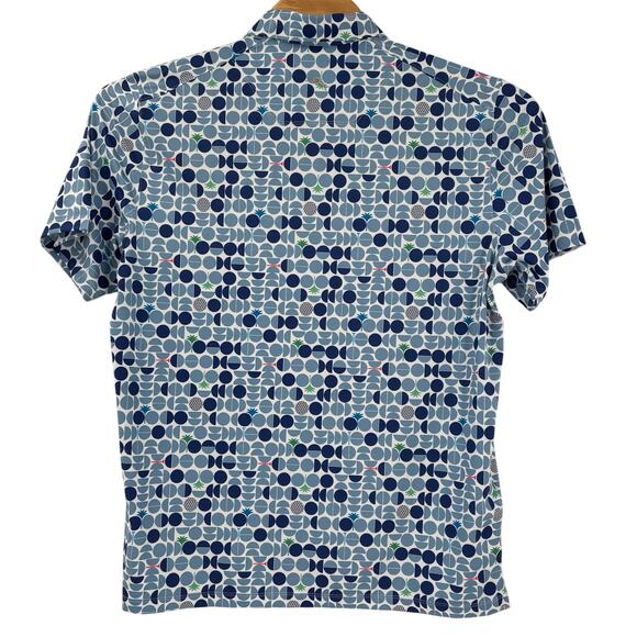 Tommy Bahama Island Zone Large Blue Circle Patterned Short Sleeve Polo Shirt - Picture 6 of 6